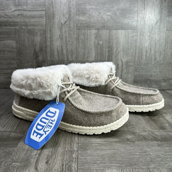 Hey Dude Wendy Fold Women's size 7 Nut Faux Fur Slip On Shoes - Picture 5 of 8